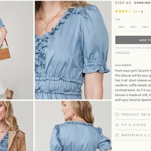 Spartina 449 Ginette Blouse Dusty Turquoise size large